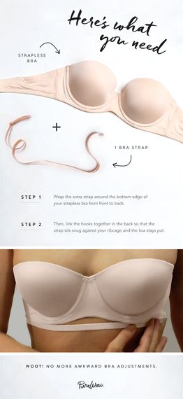 A Brilliant Trick For Keeping Your Strapless Bra in Place Bh Hacks, Strapless Bra Hacks, Prom Tips, Old Bras, Creative Juice, Mode Tips, Bra Hacks, Convertible Bra, Summer Sundress