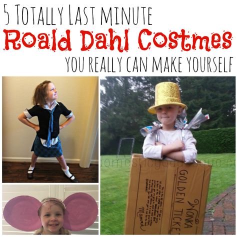 Make Roald Dahl Costumes that look great but won't take you all night!! Includes ideas that will only take you minutes to prepare for Roald Dahl Day - phew! Roald Dahl Characters Costumes, Marshmello Costume, Roald Dahl Costumes, Roald Dahl Characters, Fortnite Costume, Pumpkin Suncatcher, Stained Glass Pumpkin, Roald Dahl Day, World Book Day Ideas