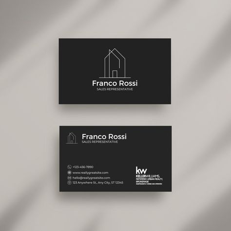 * SATISFACTION AND ASSISTANCE GUARANTEED * This DIY (design-it-yourself) clean business card template is fully customizable and very simple to edit. Just edit it in Canva (for free) by double-clicking on each element, using your PC, tablet, or mobile device. Once edited and downloaded, you can print immediately at home, or through any local or online printing company. Template + Logo Easy to Use: 1. Replace your First and Last Names 2. Replace your designation: (the following are RECO compliant) Contractor Business Card, Real Estate Cards Business, Luxury Real Estate Business Cards, Business Card Real Estate, Real Estate Business Cards Ideas, Realtor Business Card Ideas, Real Estate Business Card Design, Realtor Cards, Clean Business Card