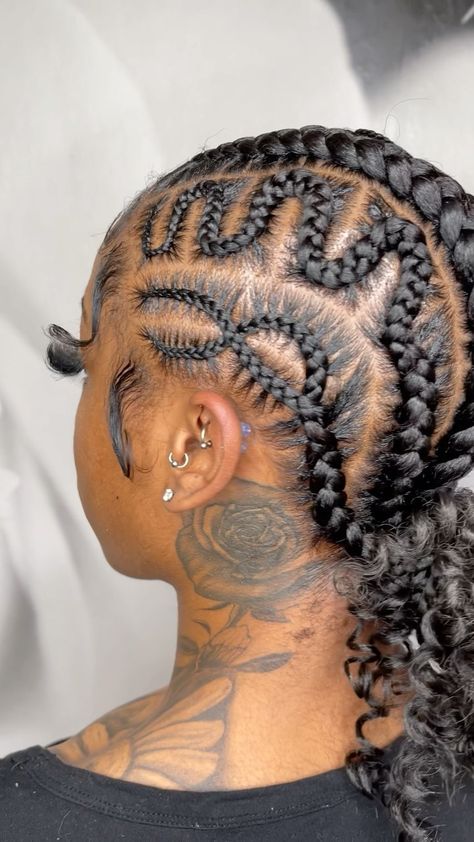 Freestyle Dess Dior Braids, Star Stitch Braids, Freestyle Stitch Braids With Bun, Stitch Braids With Design With Bun, Stitch Braids Into Bun, Freestyle Stitch Braids, Dess Dior, Natural Hair Treatments, Stitch Braids