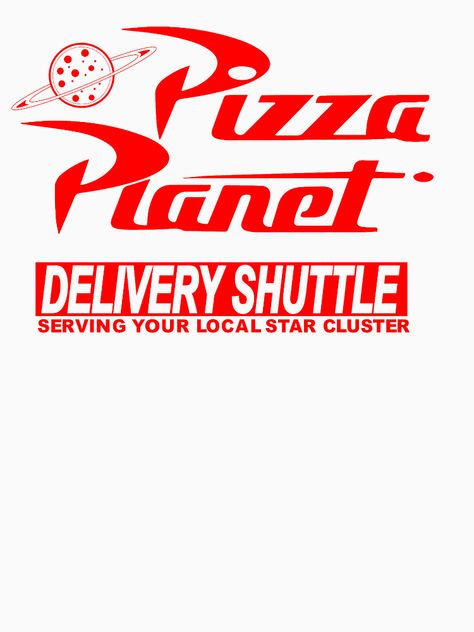 Pizza Planet Delivery Shirt by Heronemus13 Pizza Planet Svg, Pizza Planet Printable, The Claw Toy Story, Toy Story Game, Starbucks T Shirt, Printable Pizza, Woody Birthday, Planet Party, Toy Story Party Decorations