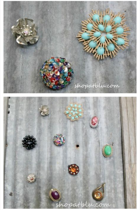 vintage jewelry art, vintage brooch, magnets from vintage brooches, using vintage jewelry Brooch Display Ideas Craft Fairs, Repurpose Jewelry Ideas, Make Magnets, Repurpose Jewelry, Brooch Display, Magnet Board, Recycled Jewelry, Functional Accessories, Create Art