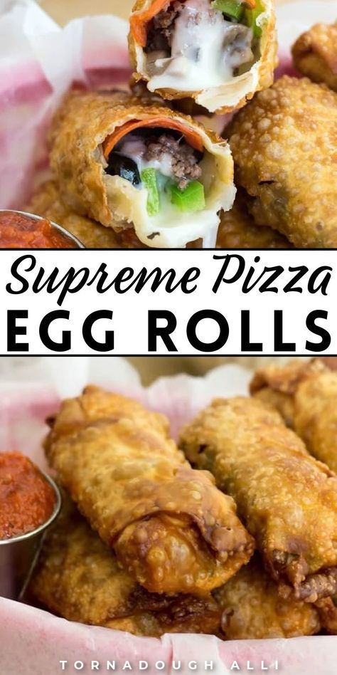 Eggroll Filling Ideas, Eggroll Appetizers, Egg Roll Pizza Rolls, Egg Roll Appetizers, Unique Egg Rolls, Eggroll Recipes, Egg Roll Ideas, Pizza Eggrolls, Eggroll Ideas