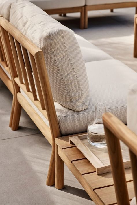 Tradition outdoor furniture by Povl B Eskildsen for Fritz Hansen Modern Modular Sofas, Modular Lounge, Modular Lounges, Danish Furniture, Outdoor Furniture Collections, Teak Frame, White Cushions, Modular Furniture, Fritz Hansen