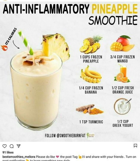 Healthy Fats For Smoothies, Anti Immflamatory Smoothie, Antiinflammatory Smoothies, Morning Smoothie Recipes Healthy, Inflammation Diet Recipes, Resep Smoothie, Anti Inflammation Recipes, Fruit Smoothie Recipes Healthy, Inflammation Diet