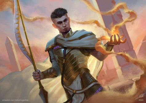 ArtStation - Basri, Devoted Paladin, wilson nugraha Devotion Paladin, Sun Elves, Magic The Gathering Art, Fairy World, Fantasy Props, D D Maps, Rpg Characters, Light Magic, Wizards Of The Coast