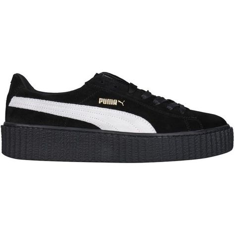 Fenty x Puma Sneakers Creeper by Rihanna (1645 MAD) ❤ liked on Polyvore featuring shoes, sneakers, tenis, nero, suede leather shoes, creeper shoes, puma footwear, suede shoes and suede sneakers Puma Outfits, Puma Creepers, Shoes Logo, Celebrity Style Guide, Puma Trainers, Creepers Shoes, Logo Shoes, Fenty X Puma, Shoes Puma