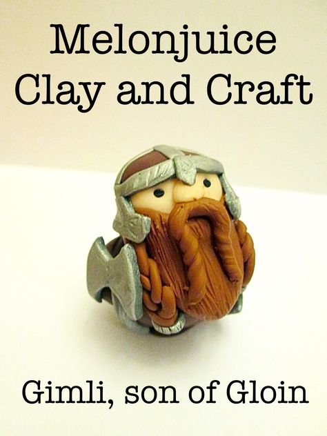 Lord of the Rings polymer clay fimo Gimli character                                                                                                                                                                                 More Polymer Clay Dnd Miniatures, Medieval Clay Projects, Lord Of The Rings Clay Crafts, Clay Lord Of The Rings, Lord Of The Rings Polymer Clay, Nerdy Polymer Clay, Polymer Clay Dnd, Polymer Clay Figures People, Rings Polymer Clay