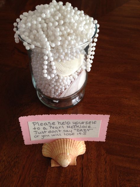 Pearl Theme Baby Shower Ideas, Our Little Pearl Is On The Way, Pearl Baby Shower Theme, Seashell Baby Shower Ideas, A Little Pearl Is On The Way, Pearls Baby Shower Theme, Pearl Baby Shower Ideas, Ocean Baby Shower Theme, Pearl Baby Shower