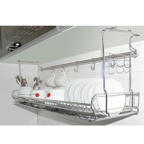 Stainless Dish Drying Fixing Rack Ladle Cup Spoon Shelf Sink Kitchen Organizer | Home & Garden, Kitchen, Dining & Bar, Kitchen Storage & Organization | eBay! Kitchen Sink Organization, Sink Organization, Sinks Kitchen Stainless, Kitchen Sink Design, Tray Storage, Dish Drying Rack, Plate Rack, Drying Racks, Rack Kitchen