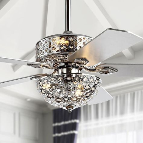 Fancy Ceiling, Fan Chandelier, Ceiling Fan Size, Brushed Nickel Ceiling Fan, Dome Light, Chrome Fixtures, Lead Metal, Light Crystal, Cool Floor Lamps