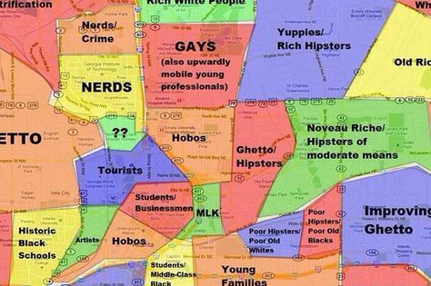 This Atlanta Map Will Offend Pretty Much Everyone - Curbed Atlanta Atlanta Map, Atlanta Neighborhoods, Home Staging Tips, Open Spaces, Atlanta Ga, Pretty Much, Home Staging, Staging, Trending Memes