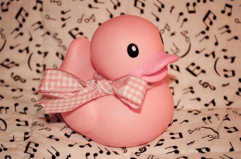 Pink rubber ducky with cute bow Fav Animal, Rubber Duckies, Duck Duck Goose, Rubber Ducks, Pink Stuff, Duck Duck, Colour Theory, I Love Pink, Good Memories