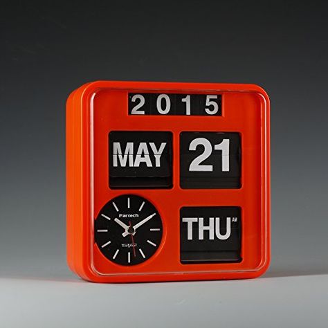 FARTECH Auto Calendar Flip Clock AD-880 (Orange) FARTECH http://www.amazon.ca/dp/B00WP8F6KY/ref=cm_sw_r_pi_dp_Zwdqvb1HFNXDD Orange Desk, Studio In Casa, Vintage Industrial Design, Desk Clocks, Retro Gadgets, Electronics Design, Vintage Radio, Room Setup, Interior Deco