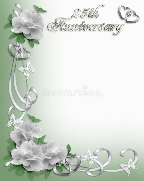 25th Anniversary Invitation Card Design, 25th Anniversary Background, 25th Anniversary Invitation, Invitation Border, Paper Borders, 25th Wedding Anniversary Invitations, Border Illustration, Paper Cup Crafts, About Butterfly