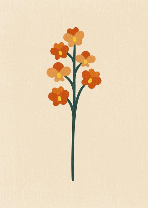 Orange flower clipart, aesthetic nature cartoon illustration | free image by rawpixel.com / Tang Flowers Cartoon Aesthetic, Orange Cartoon Aesthetic, Orange Aesthetic Drawing, Orange Flowers Drawing, Orange Things To Draw, Orange Aesthetic Poster, Orange Flowers Painting, Orange Ios, Clipart Aesthetic