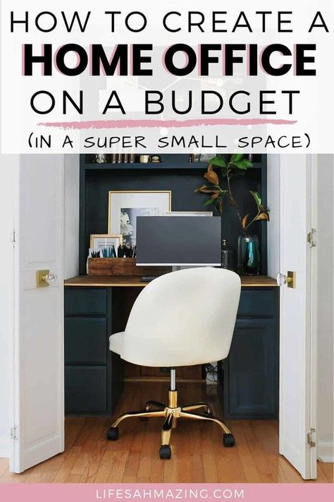 Small Home Office Ideas On A Budget, Tiny Office Space Ideas, Small Office Design Ideas, Small Office Space Ideas, Budget Home Office, Office Mudroom, Home Office On A Budget, Small Office Room, Office On A Budget