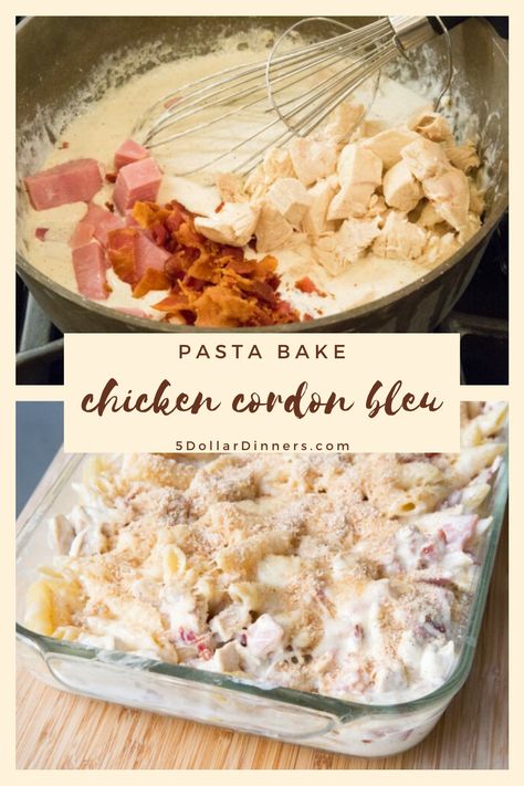 Chicken Cordon Bleu Pasta - $5 Dinners | Recipes, Meal Plans, Coupons Chicken Cordon Bleu Spaghetti, Chicken Cordon Bleu Skillet, Chicken Cordon Bleu Pasta Bake, Blue Collar Dinner Recipes, Creamy Chicken Cordon Bleu Casserole, Chicken Cordon Bleu Stromboli, Blue Collar Recipes, Cordon Blue Casseroles, Blue Collar Meals