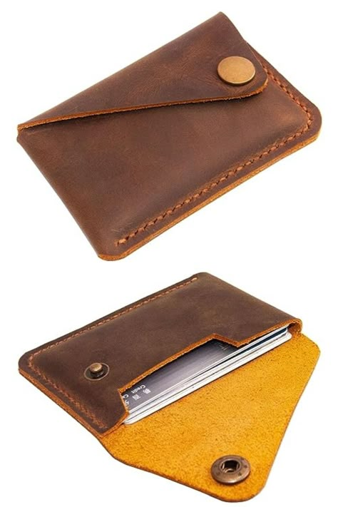 Leather Wallet Design Men, Diy Leather Card Holder, Leather Wallet Design, Minimal Wallet, Leather Notebook Cover, Leather Travel Wallet, Leather Wallet Pattern, Leather Diary, Credit Card Holders