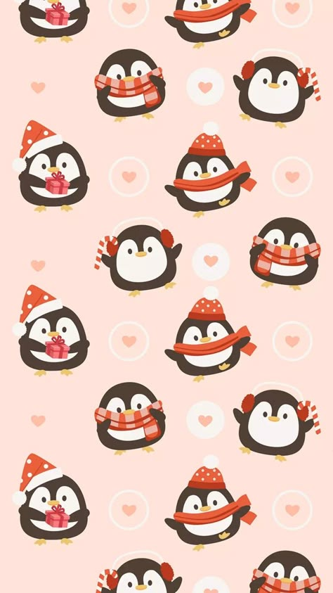 Cute Christmas Backgrounds, Penguin Wallpaper, Christmas Wallpaper Iphone Cute, Kawaii Wallpapers, 달력 디자인, Christmas Wallpaper Backgrounds, Xmas Wallpaper, Christmas Phone Wallpaper, Cute Christmas Wallpaper