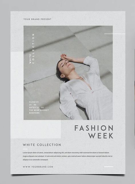 Minimal Flyer Design Layout, Fashion Show Flyer Design, Elegant Flyer Design, Fashion Event Poster Design, Flyer Design Aesthetic, Fashion Poster Design Advertising, Fashion Poster Design Graphics, Aesthetic Flyer Design, Fashion Event Poster