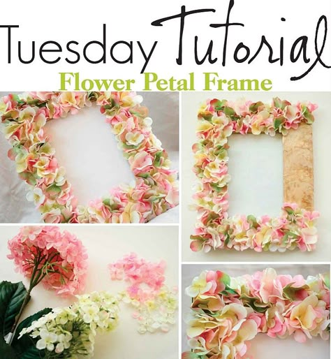 Pretty petal frame - would be pretty in a bathroom or little girl's room Diy Fleur, Flower Picture Frames, Diy Flores, Diy Photo Frames, Diy Picture Frames, Diy Picture, Flower Petal, Diy Frame, Unique Diy