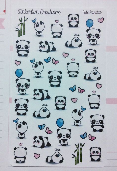 Cute Panda Stickers, Cute Panda Drawing, Panda Stickers, Panda Tattoo, Panda Drawing, Kawaii Panda, Doodle Art Drawing, Panda Art, Cute Food Drawings