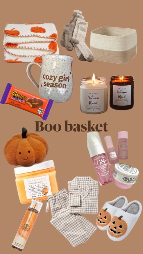 Boo Basket gift ideas for friends, girlfriend, woman Boo Basket Ideas For Girlfriend, Boo Basket Ideas For Best Friend, Boo Basket Ideas, Basket Gift Ideas, Gift Ideas For Friends, Ideas For Friends, Boo Basket, Mango Coconut, Basket Gift