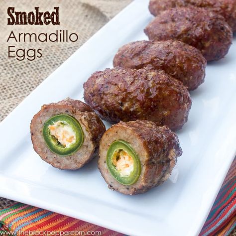 Smoked Armadillo Eggs Recipe, Armadillo Eggs Recipe, Armadillo Eggs, Smoked Eggs, Bradley Smoker, Smoker Ideas, Smoked Jalapeno, Pellet Grill Recipes, Traeger Recipes