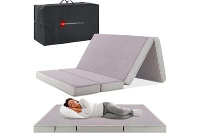 The Folding Mattress My Overnight Guests Love | Wirecutter Guest Beds For Small Spaces, Camper Bed Ideas, Camping Bed Ideas, Camping Setup Ideas, Exercise Accessories, Queen Mattress Topper, Folding Guest Bed, Portable Mattress, Van Bed