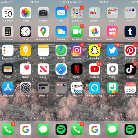 Home Screen Layout Iphone Normal Apps, Organize Apps On Iphone, Organize Phone, Organize Phone Apps, Ios App Iphone, Iphone Home Screen Layout, Ios Application, Organization Apps, Ios Ideas