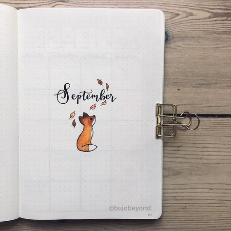 Nina on Instagram: “• September 2017 • . Yes, 2017... not 2018, cause this is my cover page from last year 🦊 I loved this one🍂 The little fox and the leaves is…” Artist Hue, Bullet Journal September, Bullet Journal Monthly Spread, Bullet Journal Page, Bujo Planner, Bullet Journal 2019, Bullet Journal Cover Page, Bullet Journal Cover Ideas, Bullet Journal Tracker