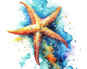 Paintings Of Seashells, Sea Life Drawings Easy, Watercolour Sea Creatures, Sea Life Drawings, Sea Creature Art, Watercolour Fish, Starfish Watercolor, Watercolor Seahorse, Sea Life Painting