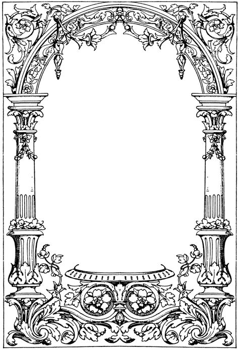 Royal Frame, Art Deco Borders, Old Paper Background, Vintage Borders, Book And Frame, Old Frames, Borders And Frames, Frame Clipart, Illuminated Manuscript