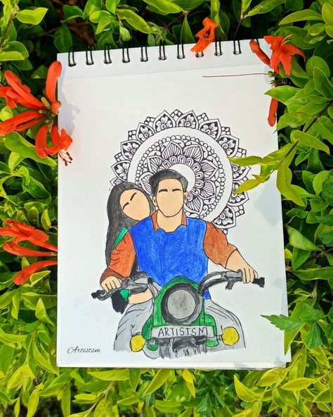 Illustration mandala art , simple mandala art .sita Ramam . Illustration Mandala Art, Illustration Mandala, Boy Bestie, Sita Ramam, Girl Standing, Boy And Girl, Mandala Art, Boy Or Girl, Book Cover