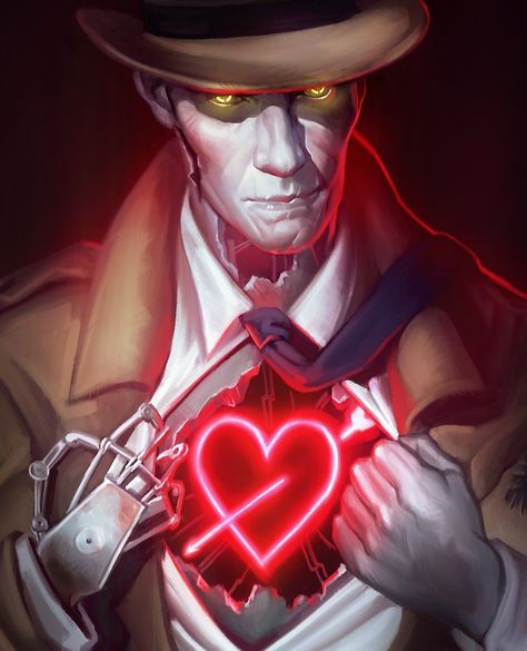 Valentine by Crystal Graziano Fallout 4 Nick Valentine, Nick Valentine, Valentine Wall Art, Fallout Fan Art, Fallout Game, The Fallout, Fallout Art, Fall Out 4, Fallout 3