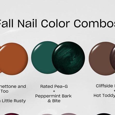 Nail Combinations Color Combos, Fall Nail Color Combos, Fall Dip Colors, Opi Gel Polish Colors Fall, Multi Colored Nails Fall, Fall Multicolor Nails, Opi Colors Chart, Opi Fall Nails, Multicolor Manicure