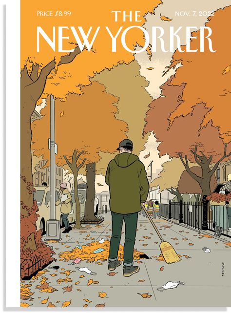 Adrian Tomine’s “Fall Sweep” | The New Yorker The New Yorker November, New Yorker November, Adrian Tomine, The New Yorker Magazine, New Yorker Magazine, New Yorker Covers, Print Magazine, The New Yorker, Popular Culture