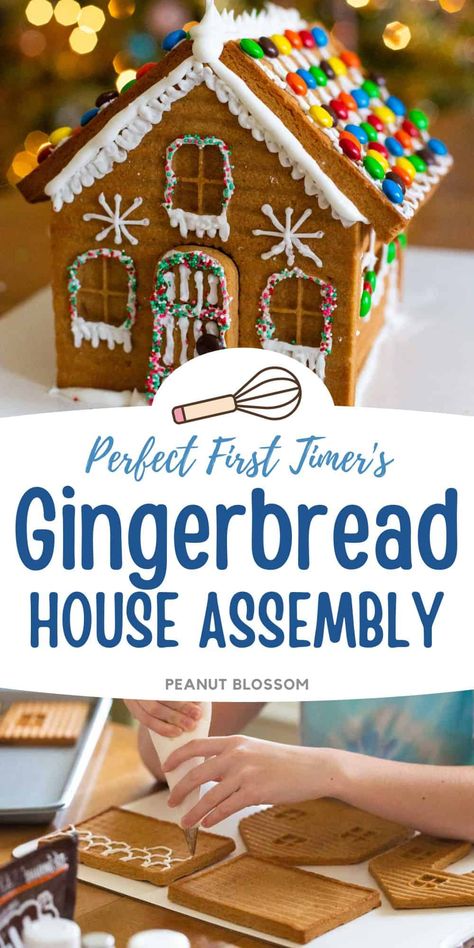 This delicious and completely edible homemade gingerbread house is the perfect Christmas baking day to enjoy with kids. The recipe is specially created to work hand-in-hand with the gingerbread house molds listed below. Easy Homemade Gingerbread House, Easy Diy Gingerbread House With Kids, Building A Gingerbread House, Easy Gingerbread Houses For Kids To Make, Best Frosting For Gingerbread Houses, Gingerbread House Patterns Free, Sugar Windows For Gingerbread House, Homemade Ginger Bread Houses, Edible Gingerbread House Ideas