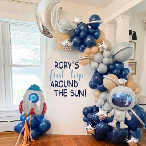 Astronaut Balloon, Baby Boy Birthday Themes, Boys 1st Birthday Party Ideas, Astronaut Birthday, First Trip Around The Sun, Space Theme Party, Baby Boy 1st Birthday Party, Baby Birthday Themes, Boy Birthday Party Themes