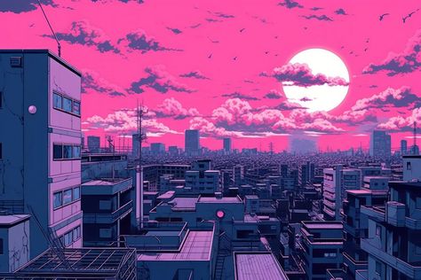 80s Aesthetic Background, Background Science, Architecture Background, Anime Backgrounds, 80s Aesthetic, Aesthetic Background, Art Fantasy, Wallpaper Art, City Architecture