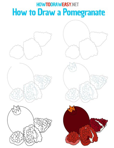 #Fruits #Pomegranate #Drawing #Sketching #Sketch #DrawingTutorial #Red #StepbyStep Pomegranate Drawing, How To Cut Pomegranate, Draw Food, Drawing Tutorials For Beginners, Draw Two, Drawing Sketching, Pomegranate Seeds, Guided Drawing, Red Fruit