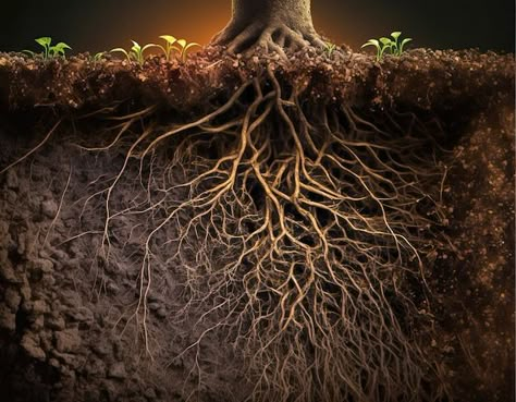 Tree Roots Underground, Roots Underground, Underground Art, Banyan Tree, Tree Roots, Plant Roots, Painting Inspo, Small Gardens, Planting Seeds