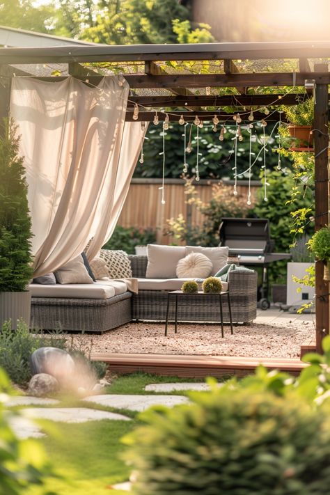 Create Your Dreamy Outdoor Retreat: Stylish Pergola & Cozy Lounge Ideas Pergola Curtains, Outdoor Patio Designs, Lounge Ideas, Cozy Lounge, Late Afternoon, Outdoor Retreat, Outdoor Ideas, Lounge Set, Outdoor Entertaining