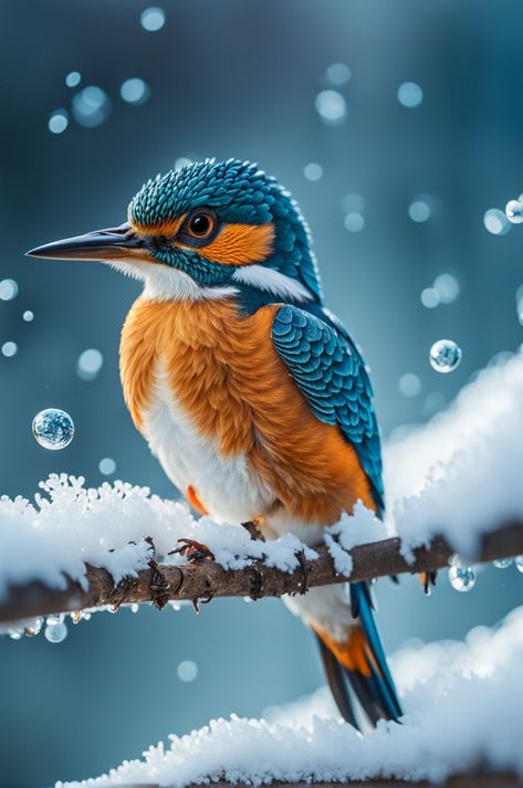 "As winter's hush falls, the ice kingfisher invites us to cocoon ourselves in self-discovery, emerging wiser with the thaw." Kingfisher, Wildlife Art, Hush Hush, Self Discovery, Water, Animals, Art