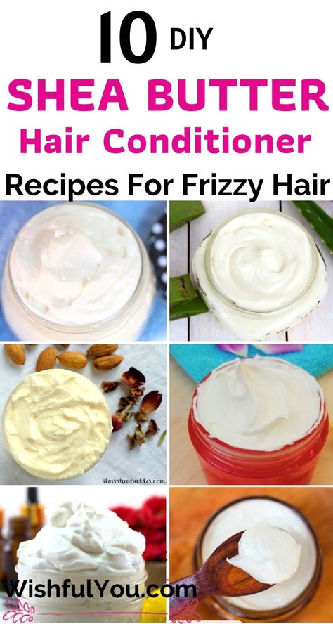 You will get 10 best shea butter deep conditioner, hair moisturizer, hair butter and leave-in conditioner recipes. These recipes include shea butter with coconut oil, aloe vera and other all natural ingredients like essential oils. #sheabutter #diysheabutterrecipes #leaveinconditioner #coconutoilconditioner #deepconditioner #diy Aloe Vera For Hair Growth, Diy Shea Butter, Shea Butter Hair Mask, Hair Conditioner Recipe, Natural Deep Conditioner, Diy Hair Conditioner, Hair Growth Mask Diy, Diy Conditioner, Deep Hair Conditioner