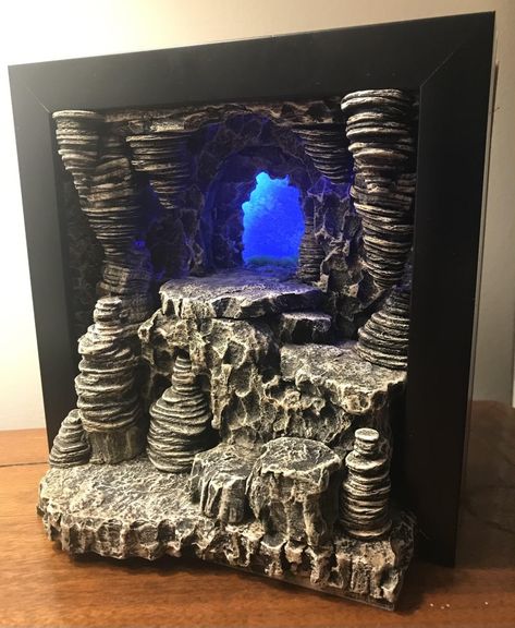 D&d Diorama, Dungeon Diorama, Dnd Cave, Cave Diorama, Dragon Diorama, Cave Diy, Marvel Rpg, Dragon Cave, Dnd Crafts