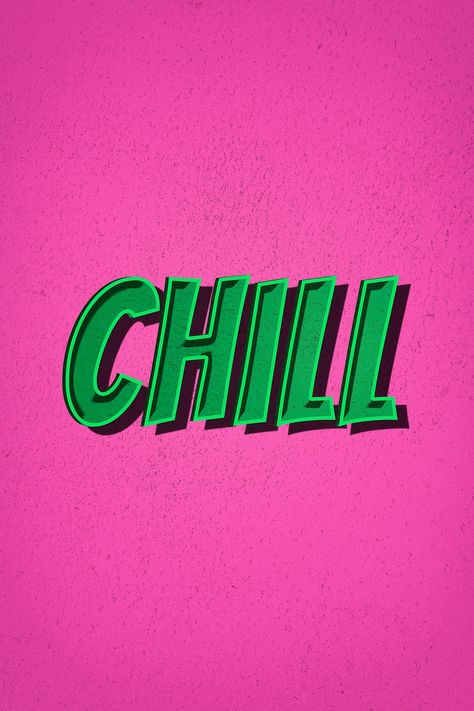 Chill word retro style typography on pink | free image by rawpixel.com / Namcha Chill Graphic Design, Chill Pill, Bold Fonts, Graphic Quotes, Tag Design, American Horror, Pet Tags, Text Design, Aesthetic Wallpapers