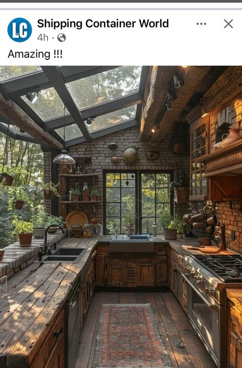 Outdoor Kitchen Extension, Extension Inspiration, Cabin Aesthetic, Log Cabin Rustic, Forest Cottage, Earthy Home, Modern Mansion, Kitchen Extension, Functional Kitchen