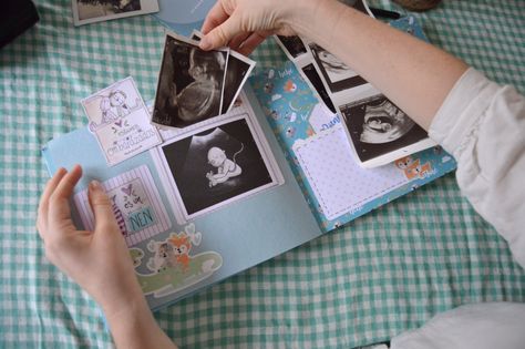 Pregnancy Scrapbook Ideas, Scrapbook Ideas Pages, Ultrasound Scrapbook, Diy Baby Book, Scrapbook Baby Book Ideas, Baby Journal Book, Scrapbook Supplies Organization, Pregnancy Scrapbook, Boy Crafts